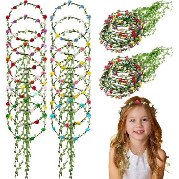 Accessories - Assorted Flower Crown Headbands for Women Girls Bohemian Garlands 100 Pack